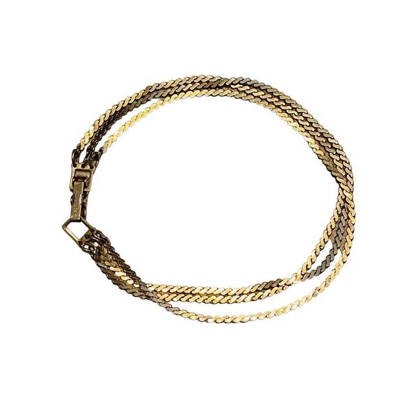 10/$25🦋 Sarah Coventry Triple Strand Serpentine Gold Bracelet - Picture 4 of 16